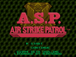 A.S.P. Air Strike Patrol title screen for Super Nintendo